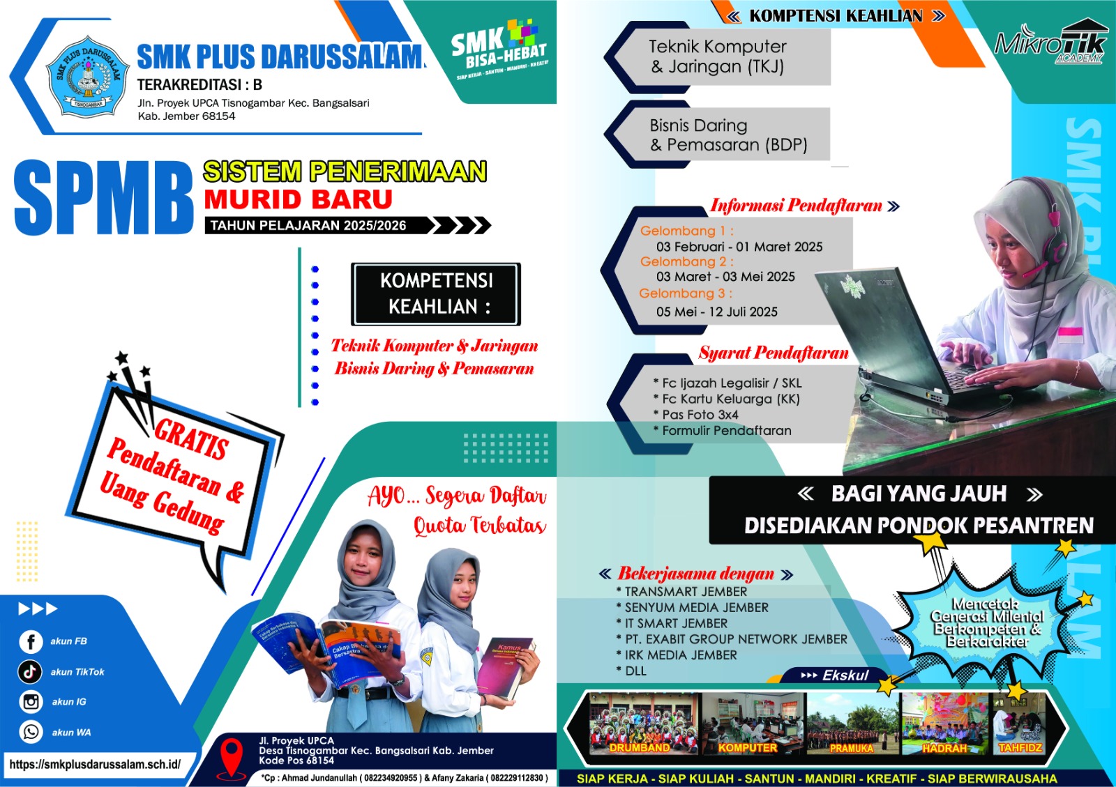 Sistem Penerimaan Murid Baru (SPMB) SMK Plus Darussalam Tahun Pelajaran 2025/2026